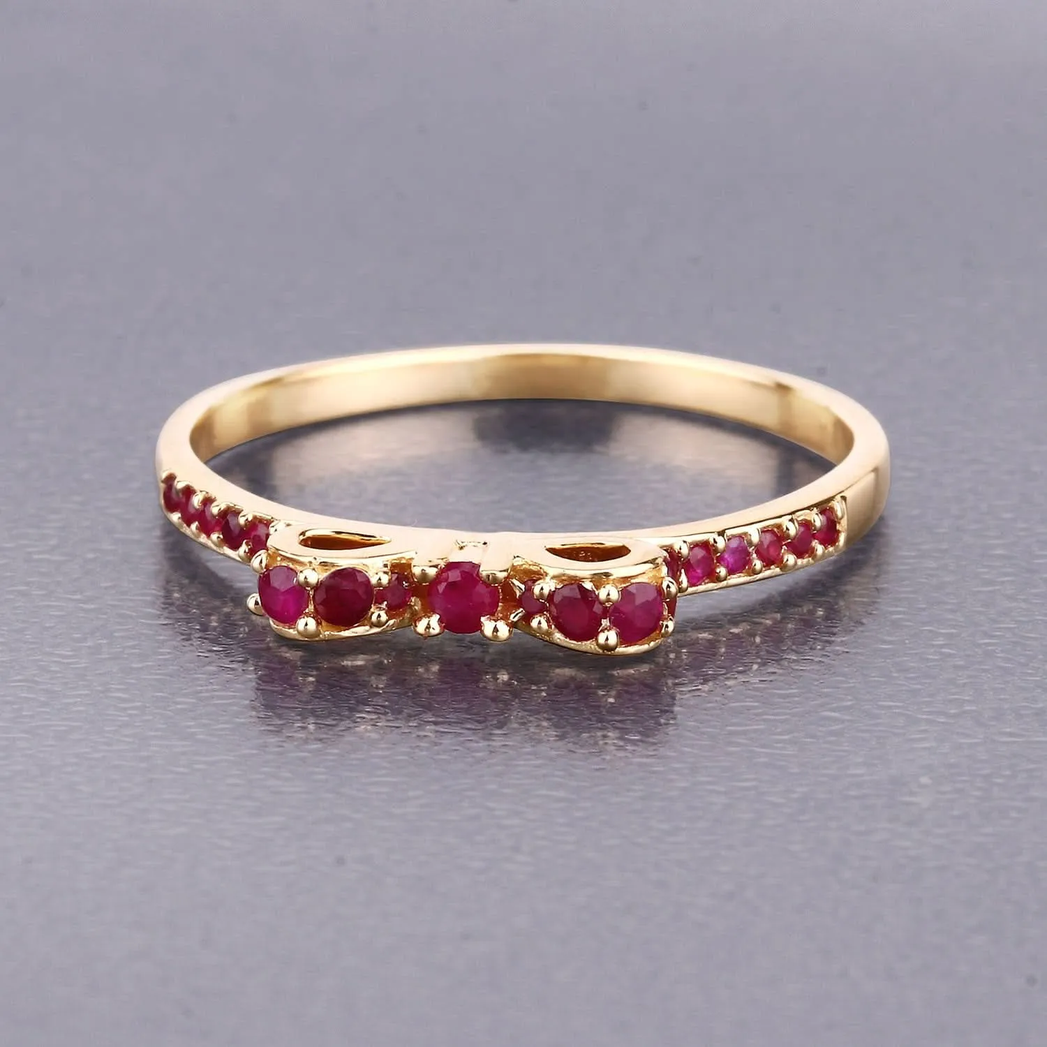 0.32 Carat Genuine Ruby 14K Yellow Gold Ring