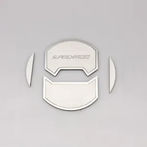 2010-2015 Camaro - Round A/C Vent Covers Etched SUPERCHARGED 8Pc | Brushed Stainless Steel