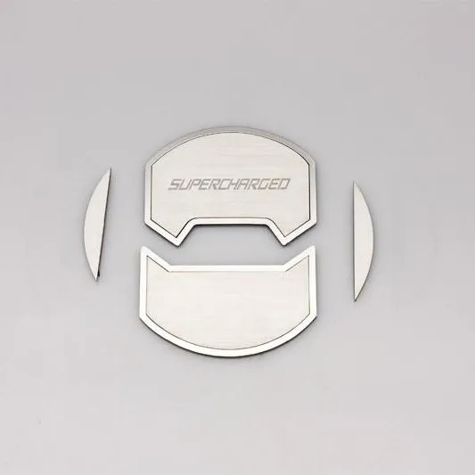 2010-2015 Camaro - Round A/C Vent Covers Etched SUPERCHARGED 8Pc | Brushed Stainless Steel