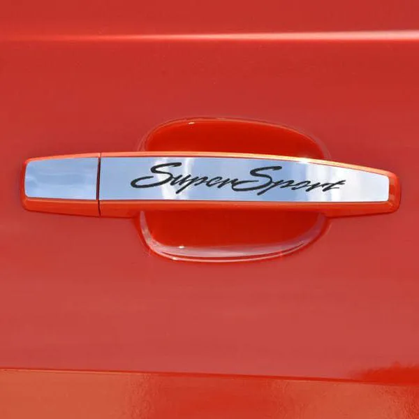 2010-2015 Camaro SS - Exterior Door Handle Plate Etched 'Super Sport' 2Pc - Stainless Steel