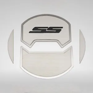 2010-2015 Camaro SS - Round A/C Vent Duct Covers Deluxe 'SS' 8Pc - Brushed Stainless, Choose Inlay Color