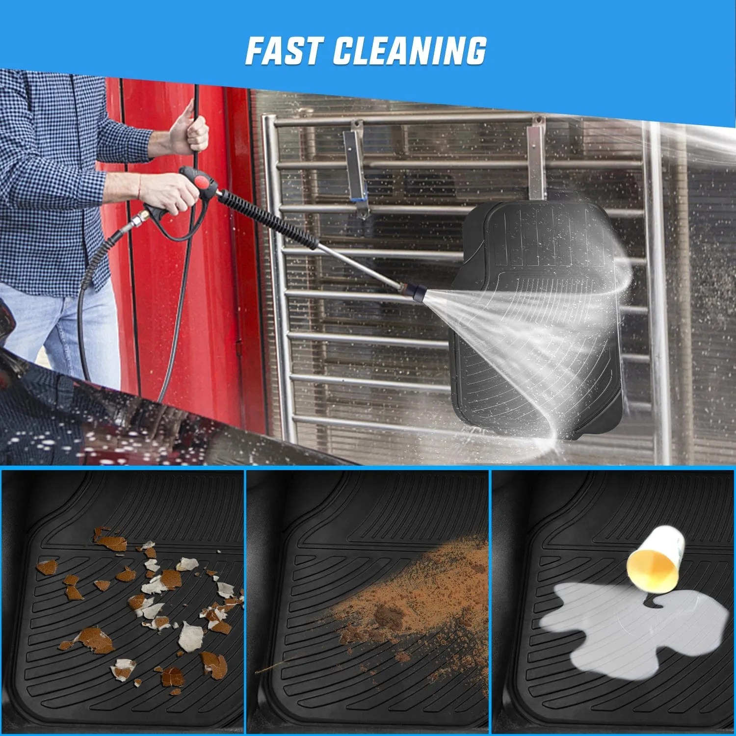 4Pcs Rubber Cargo Mats Universal Trim to fit Most Vehicles