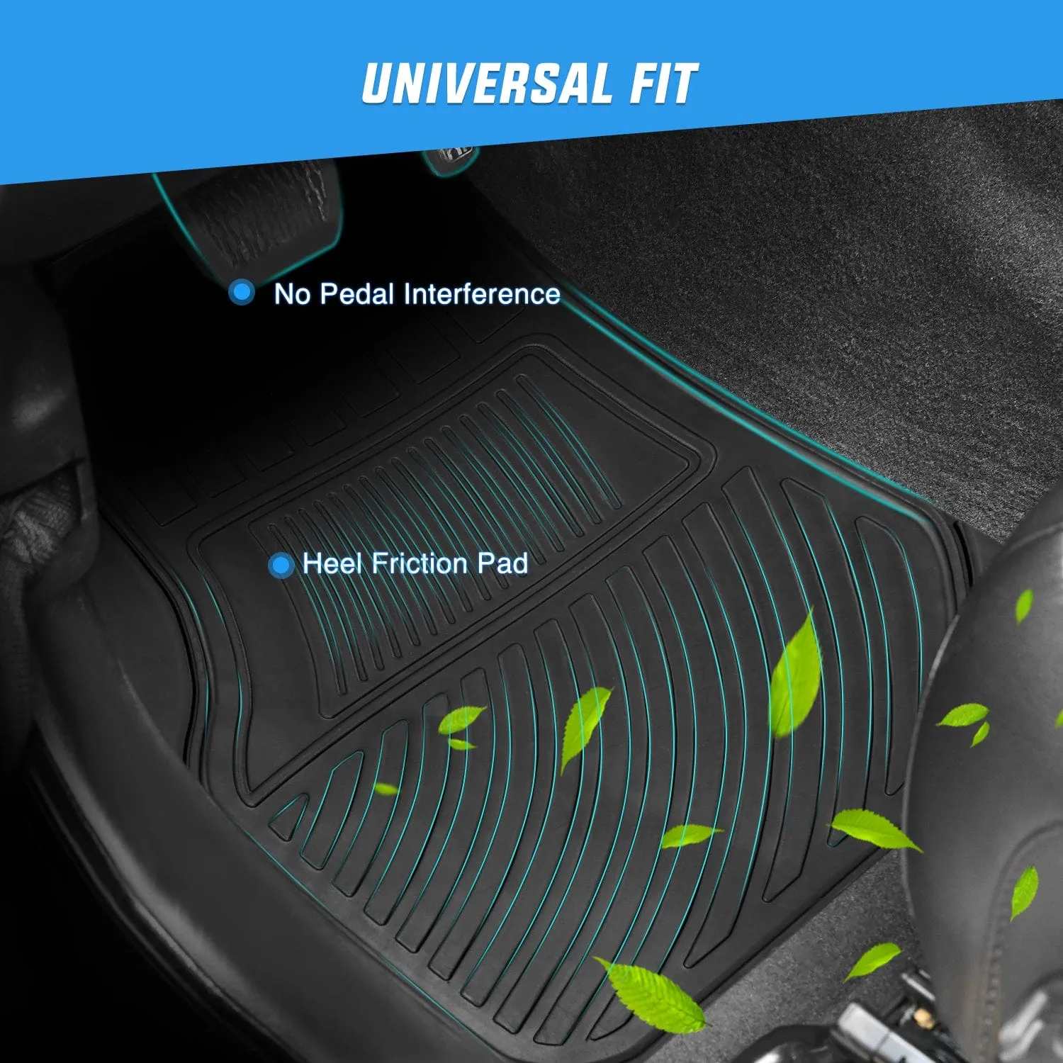 4Pcs Rubber Cargo Mats Universal Trim to fit Most Vehicles