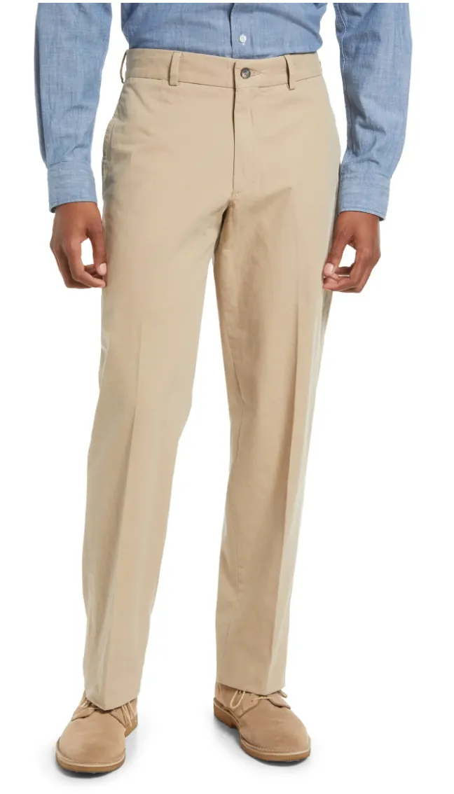Charleston Khakis Washed Poplin, Flat Front, Trim Fit