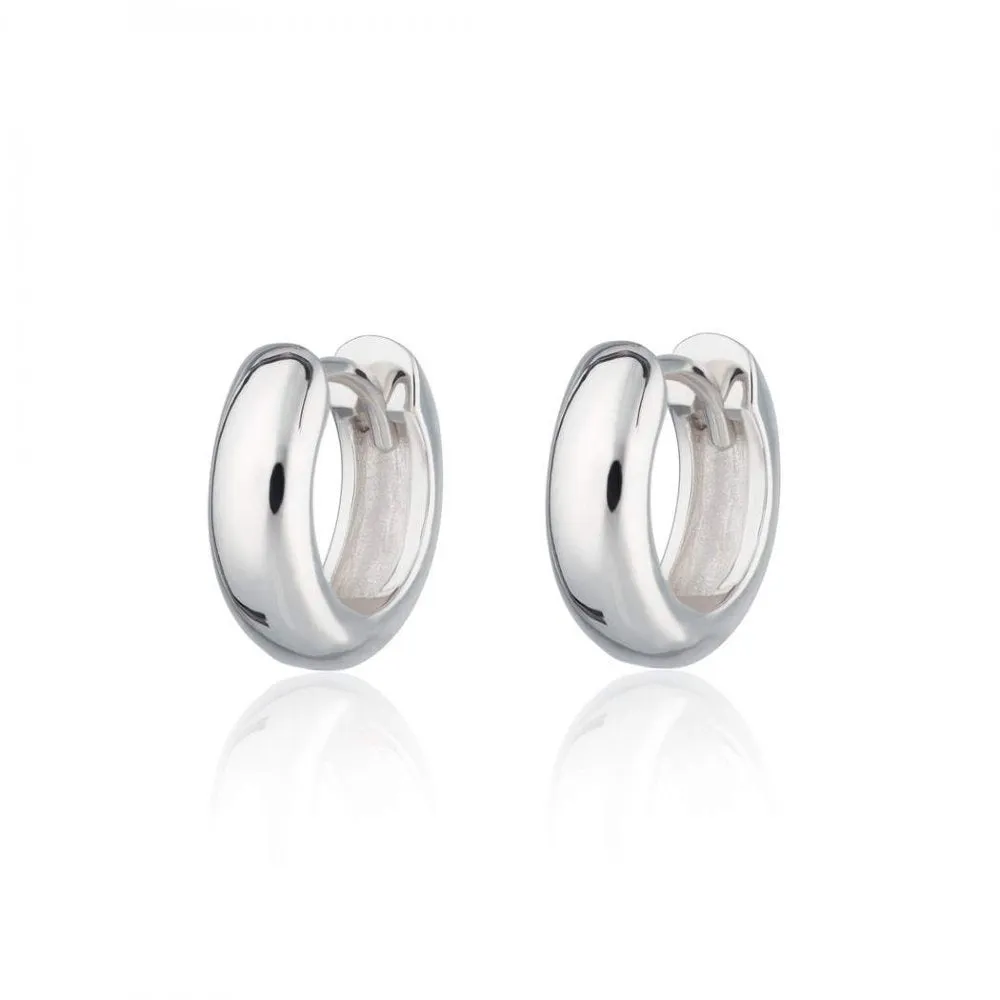 Chunky Huggie Hoop Earrings - Silver - SPS-272