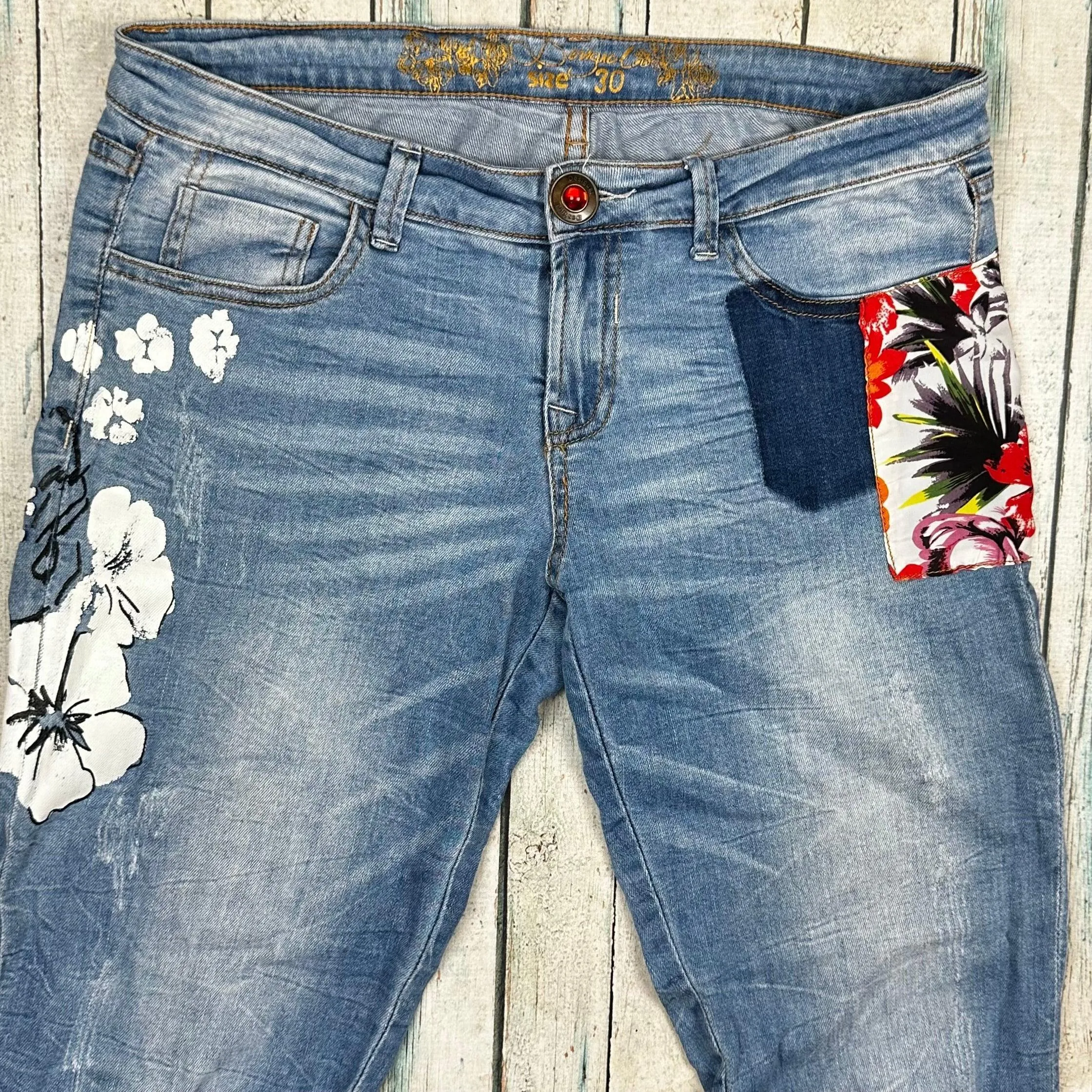 Desigual Ladies Boyfriend Fit Tapered Jeans -Size 30