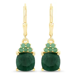 Dyed 4.50 Carat Emerald .925 Sterling Silver Earrings