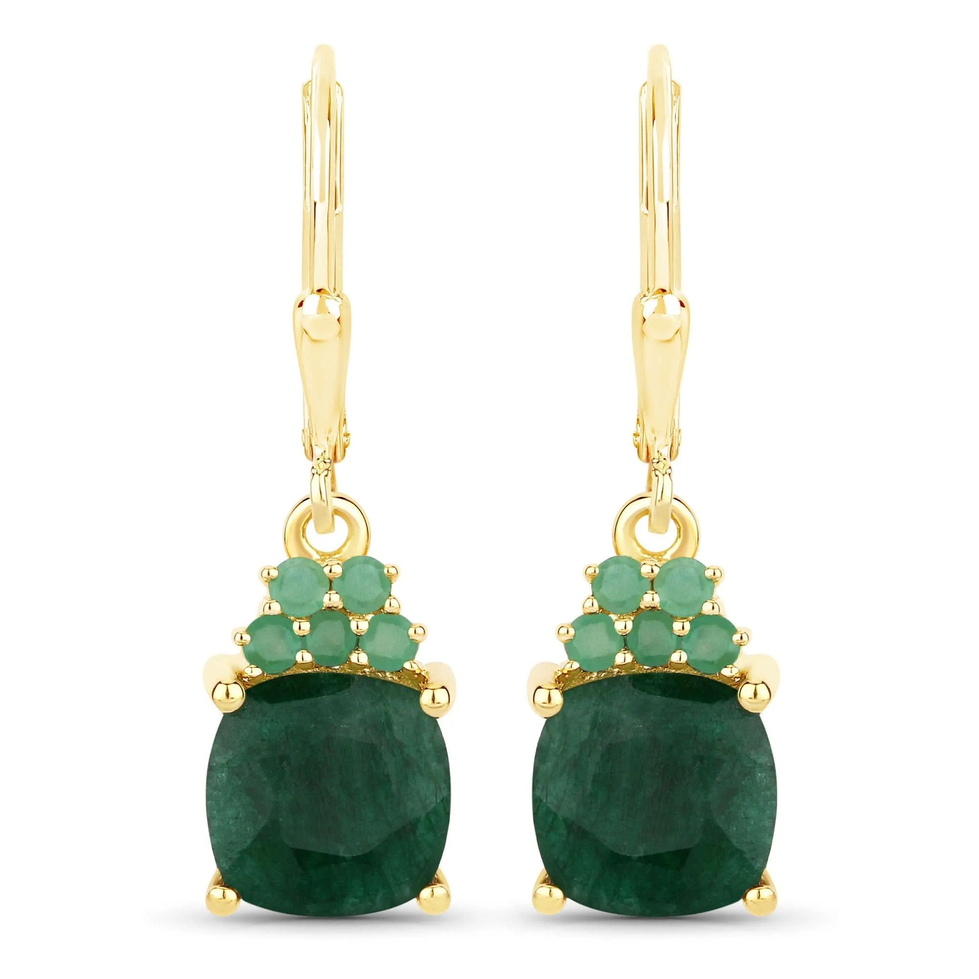 Dyed 4.50 Carat Emerald .925 Sterling Silver Earrings