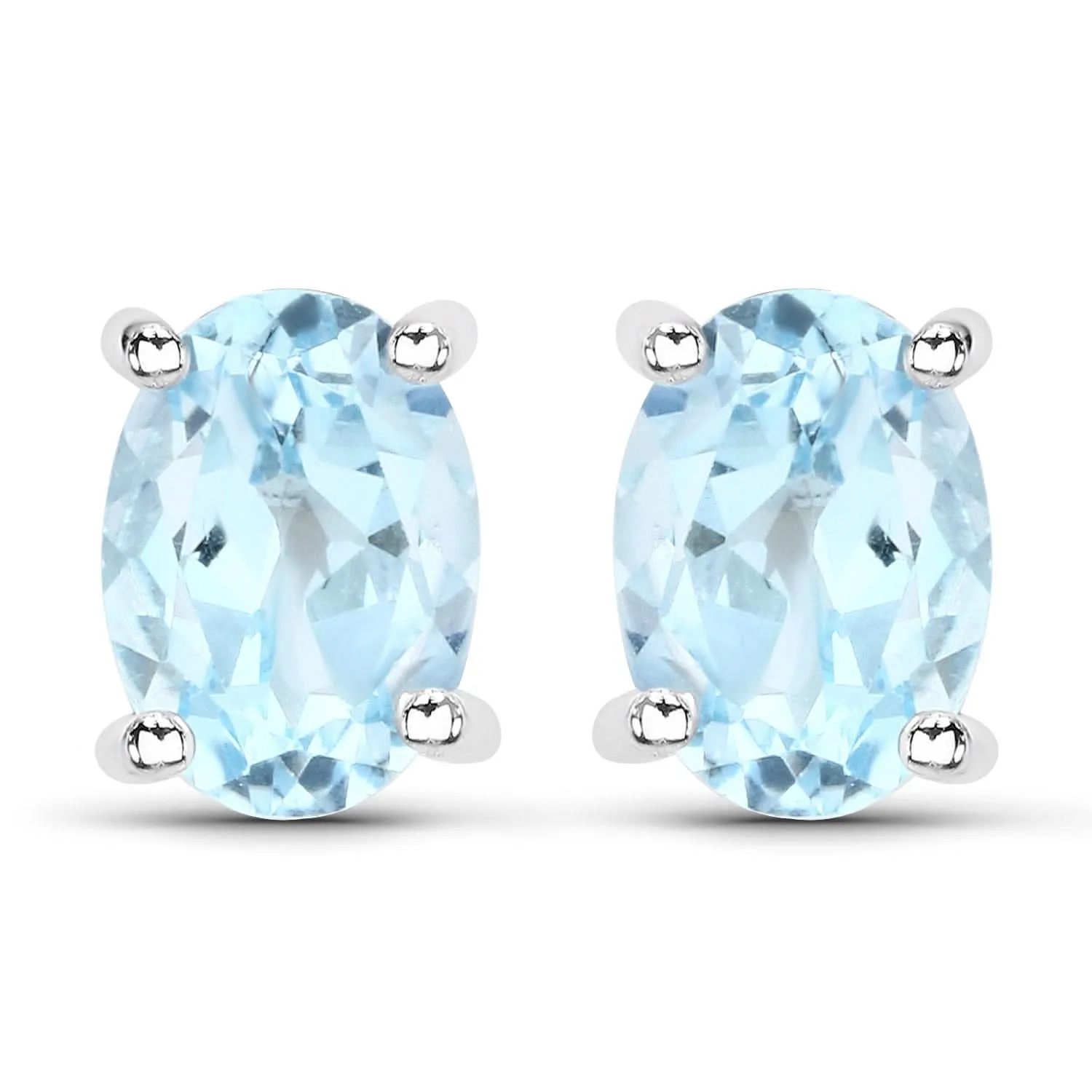 Genuine 1.90 Carat Blue Topaz .925 Sterling Silver Earrings