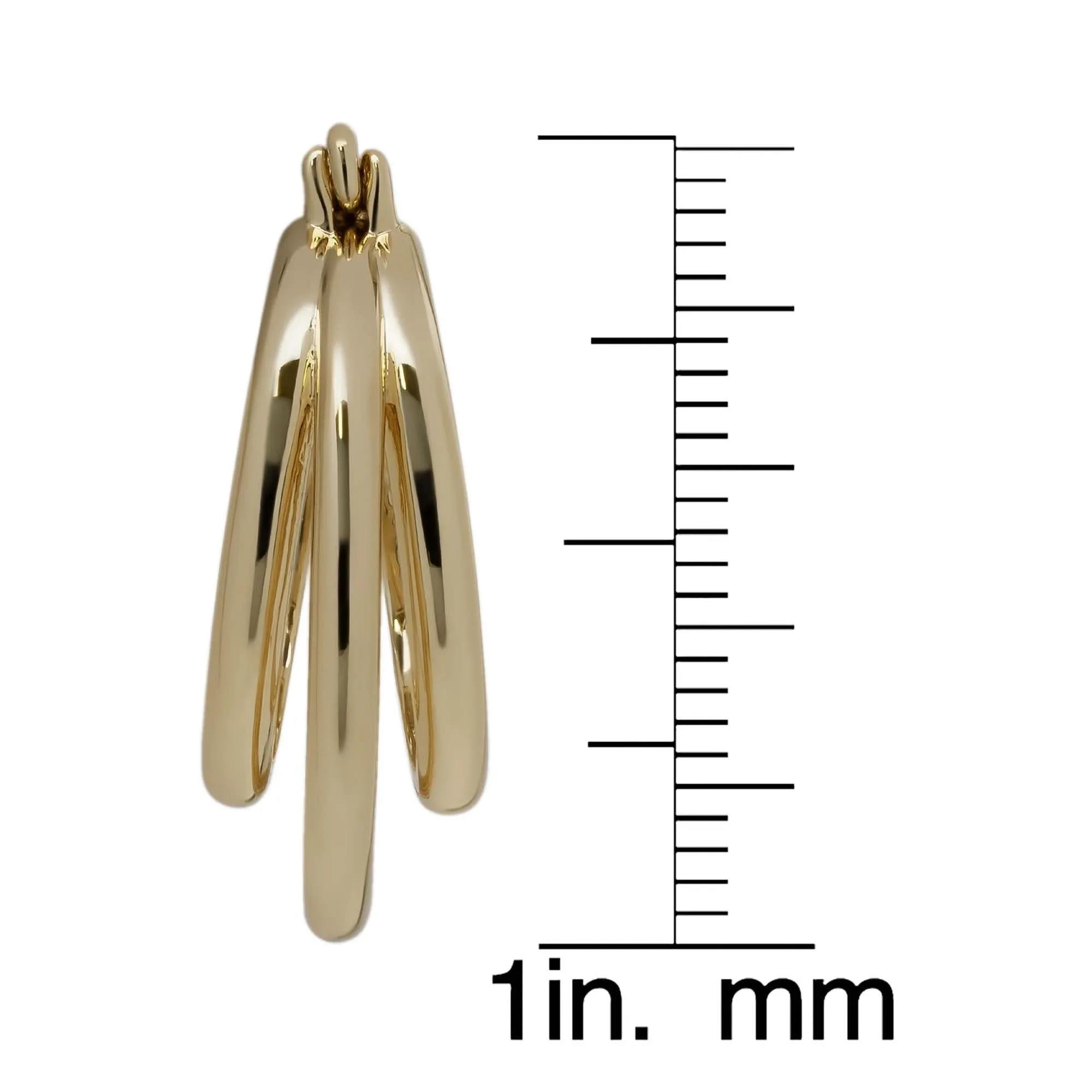 Gold Plated Tri-Row Hoop Earrings