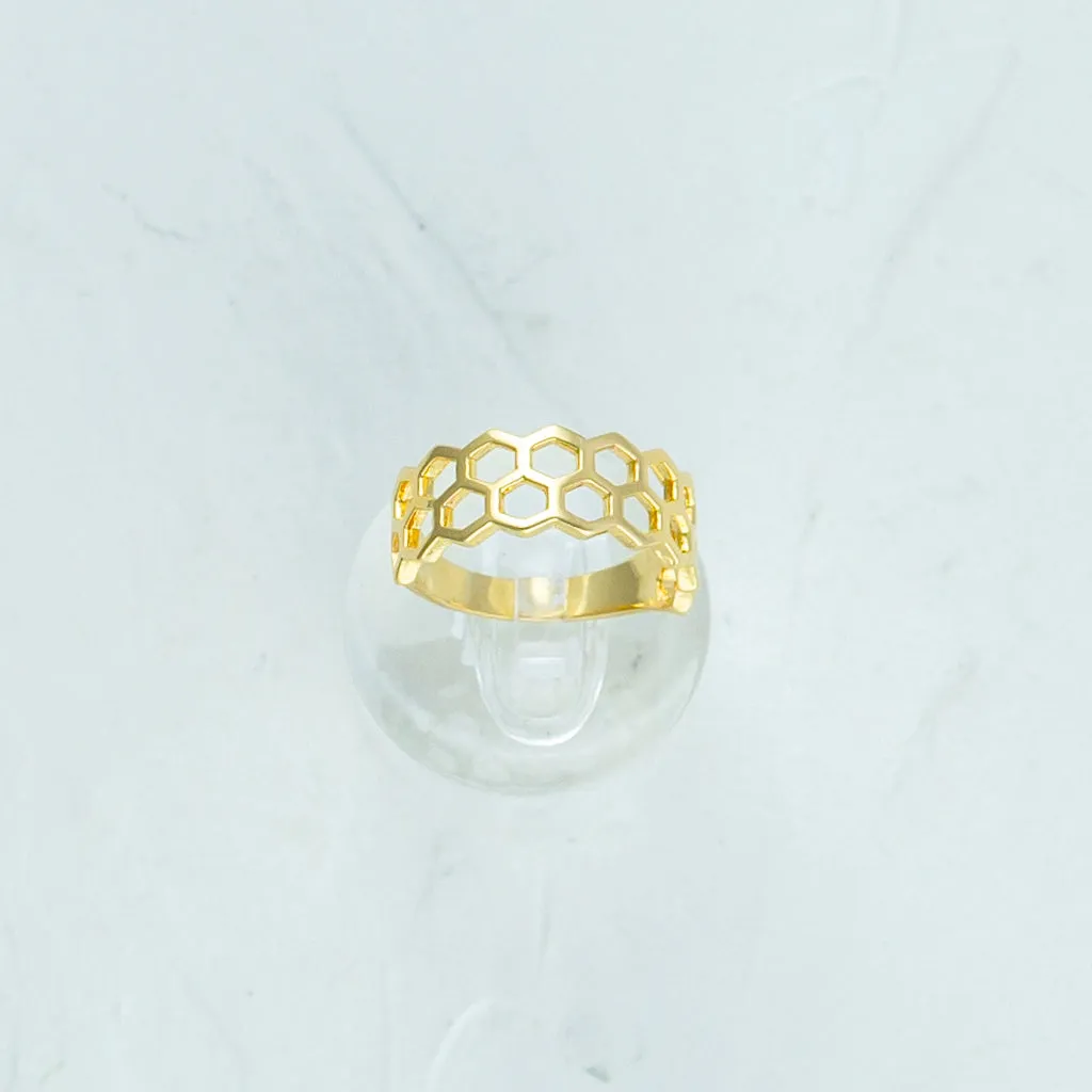 Honeycomb Gold Ring
