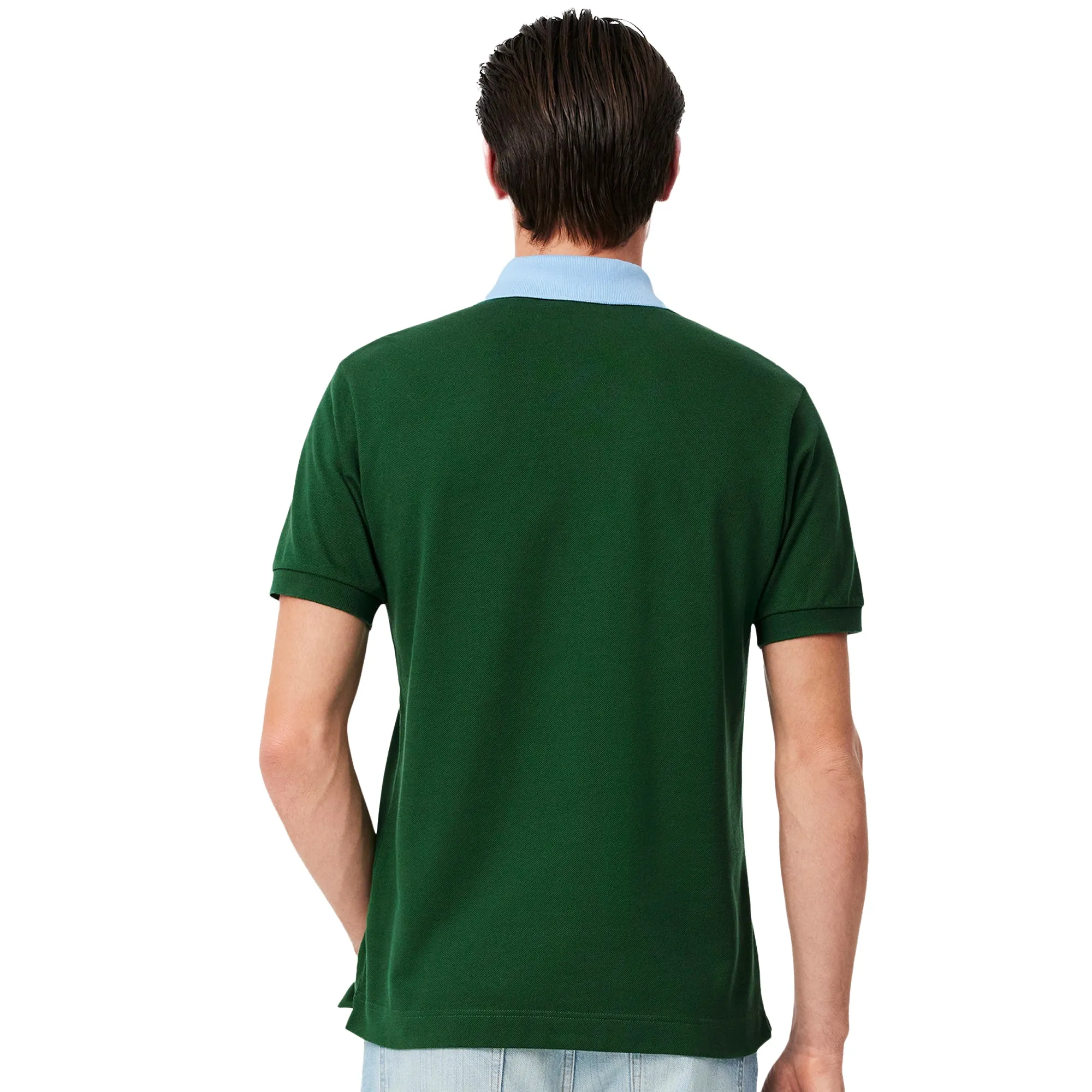 Lacoste Classic Fit Contrast Collar Polo Shirt Green/Blue