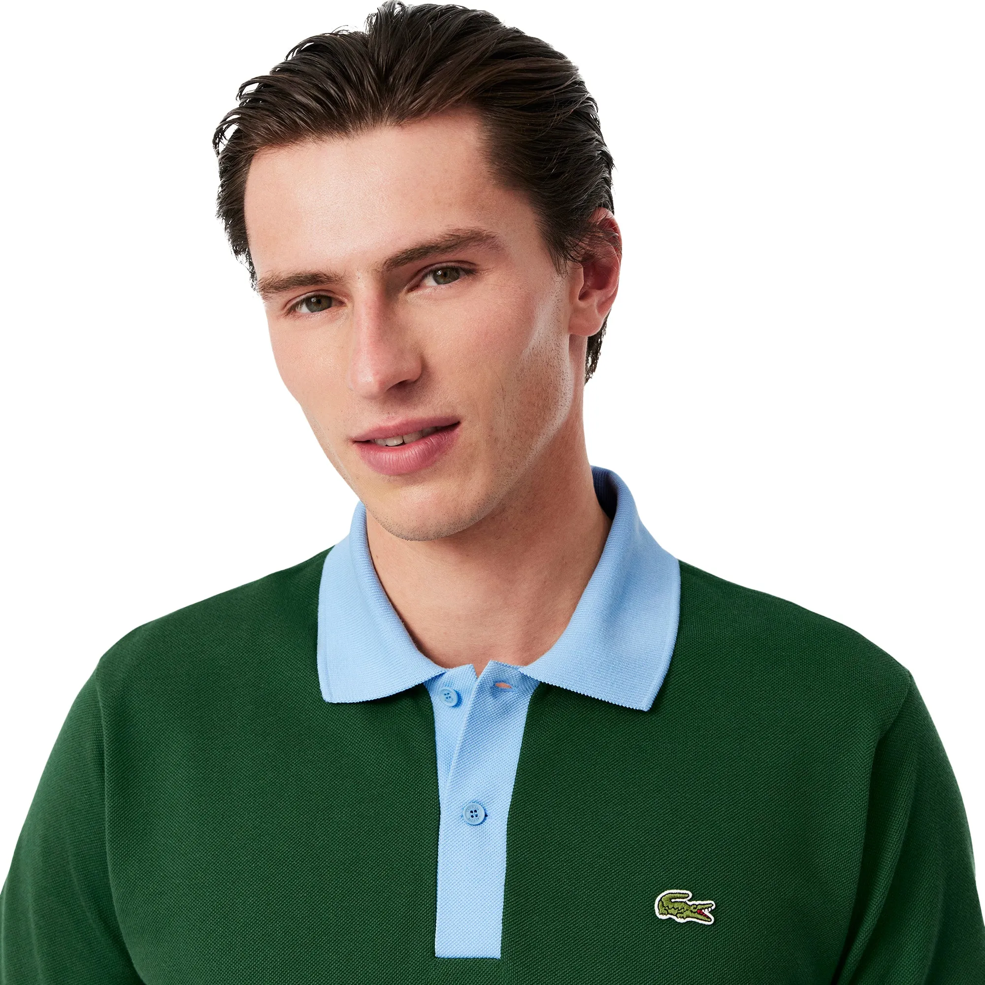 Lacoste Classic Fit Contrast Collar Polo Shirt Green/Blue