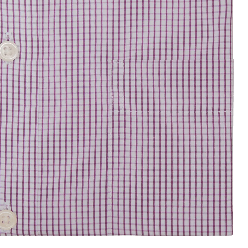 Lilac Checked Tailored Fit Classic Collar Shirt
