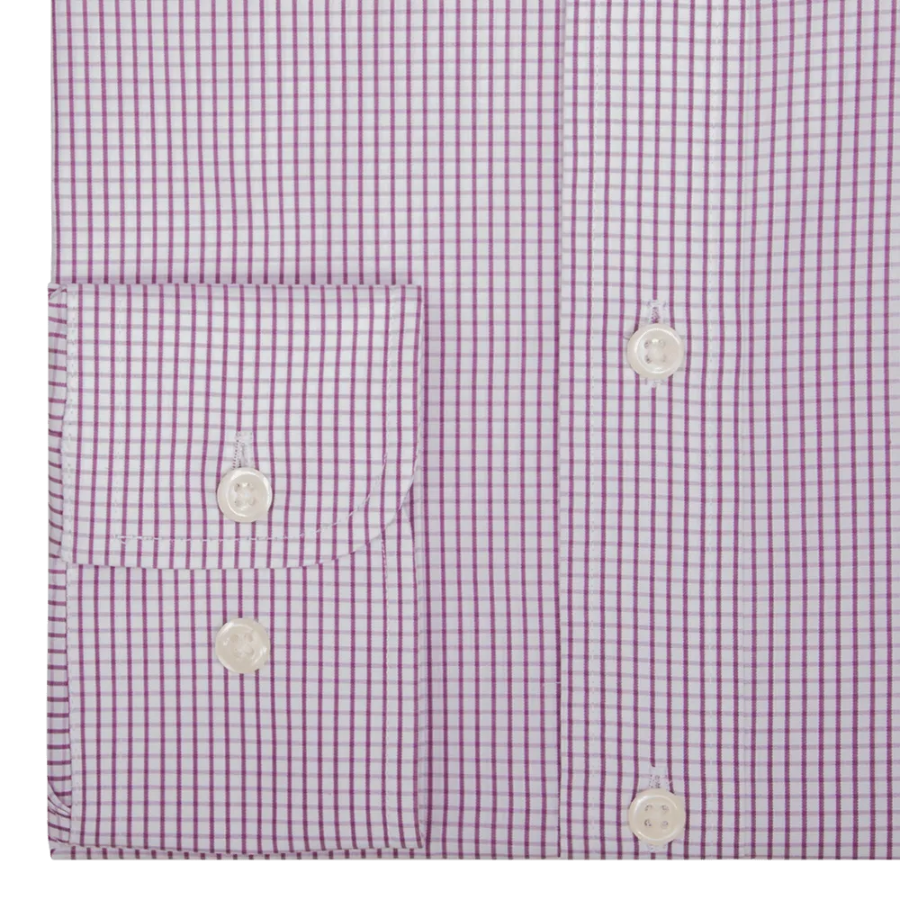 Lilac Checked Tailored Fit Classic Collar Shirt