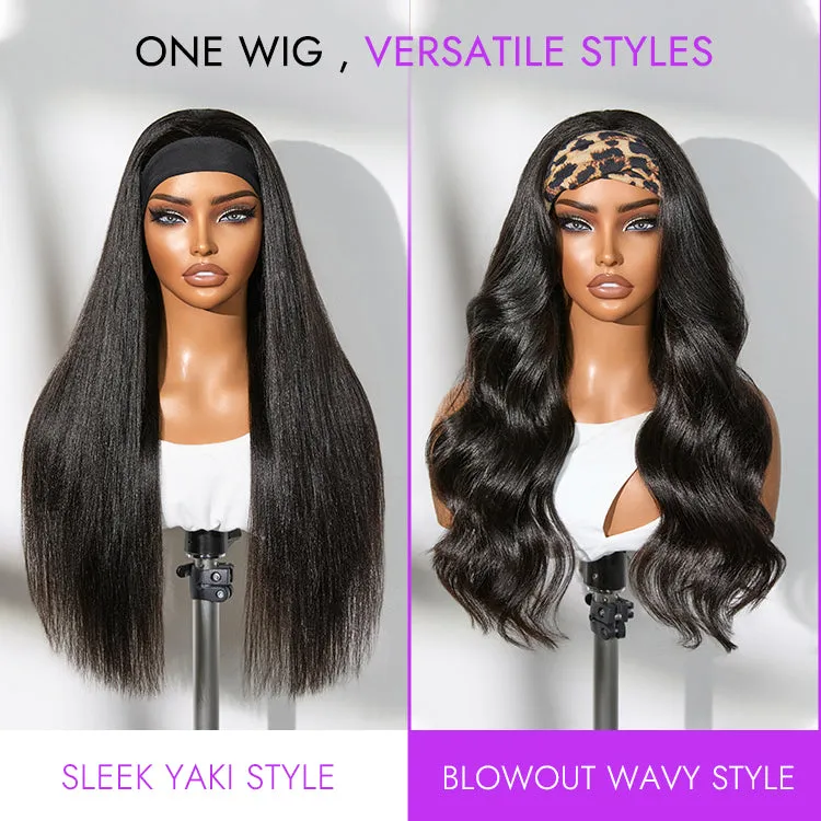 Luvme Too Easy Texture Wig Kinky Straight Flexi-Fit Drawstring Glueless Headband Wig (Get Free Trendy Headbands)