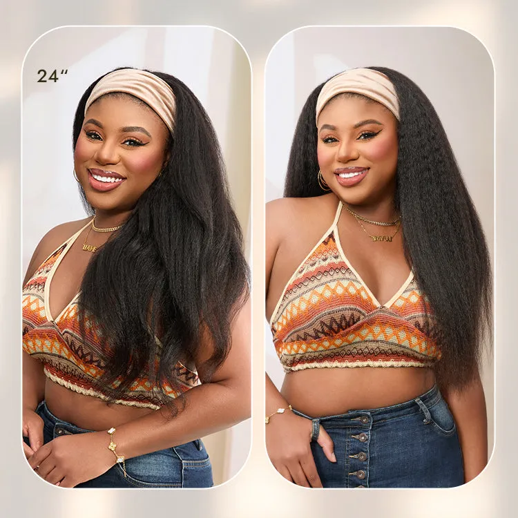 Luvme Too Easy Texture Wig Kinky Straight Flexi-Fit Drawstring Glueless Headband Wig (Get Free Trendy Headbands)