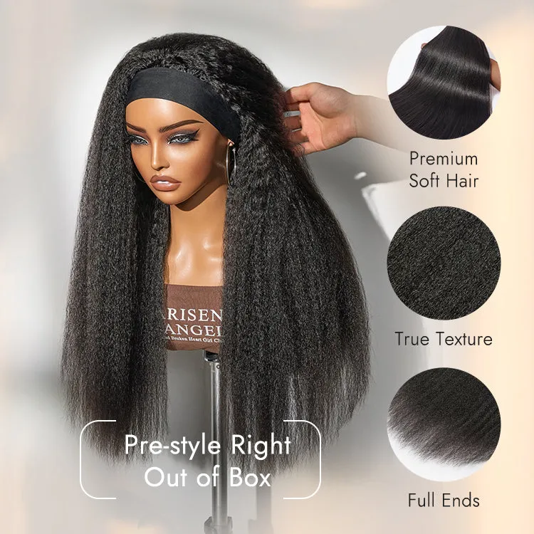 Luvme Too Easy Texture Wig Kinky Straight Flexi-Fit Drawstring Glueless Headband Wig (Get Free Trendy Headbands)