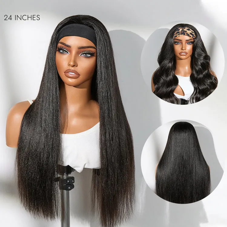 Luvme Too Easy Texture Wig Kinky Straight Flexi-Fit Drawstring Glueless Headband Wig (Get Free Trendy Headbands)