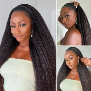Luvme Too Easy Texture Wig Kinky Straight Flexi-Fit Drawstring Glueless Headband Wig (Get Free Trendy Headbands)