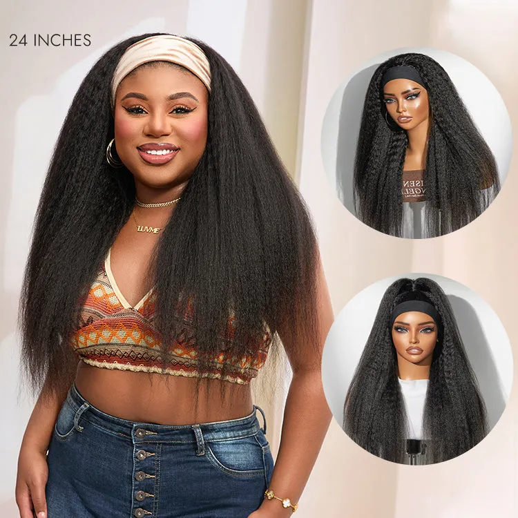 Luvme Too Easy Texture Wig Kinky Straight Flexi-Fit Drawstring Glueless Headband Wig (Get Free Trendy Headbands)