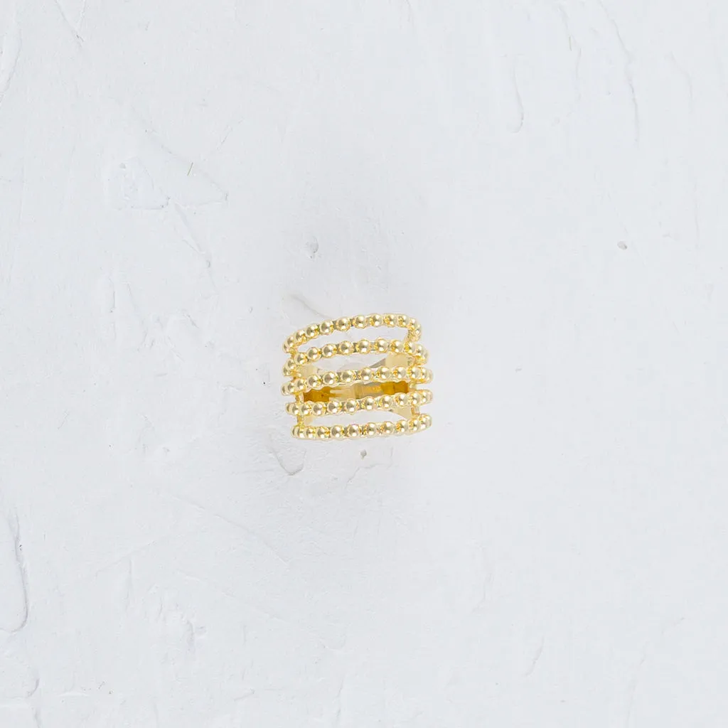 Multiple Beaded Strand Gold Ring