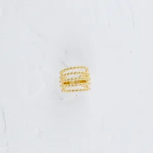 Multiple Beaded Strand Gold Ring
