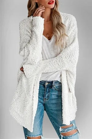 Pocketed Open Front Long Sleeve Cardigan