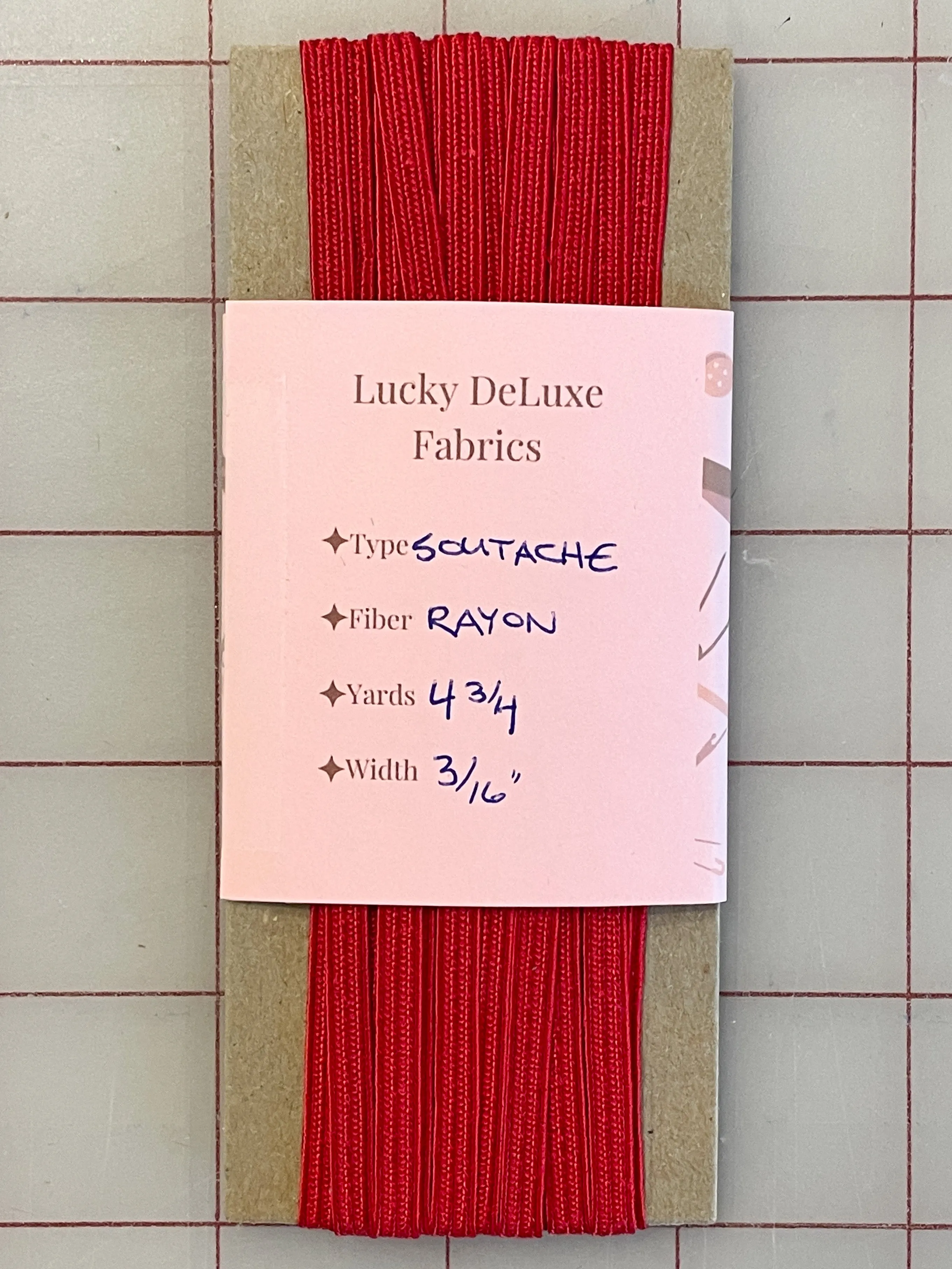 SALE 4 3/4 YD Rayon Soutache Trim - Red