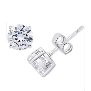 Silver Plated Cubic Zirconia 7MM Stud Ear
