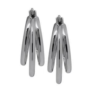 Silver Plated Tri-Row Hoop Earrings