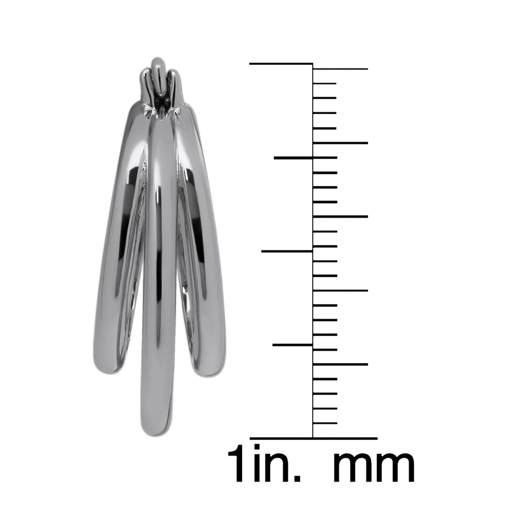 Silver Plated Tri-Row Hoop Earrings