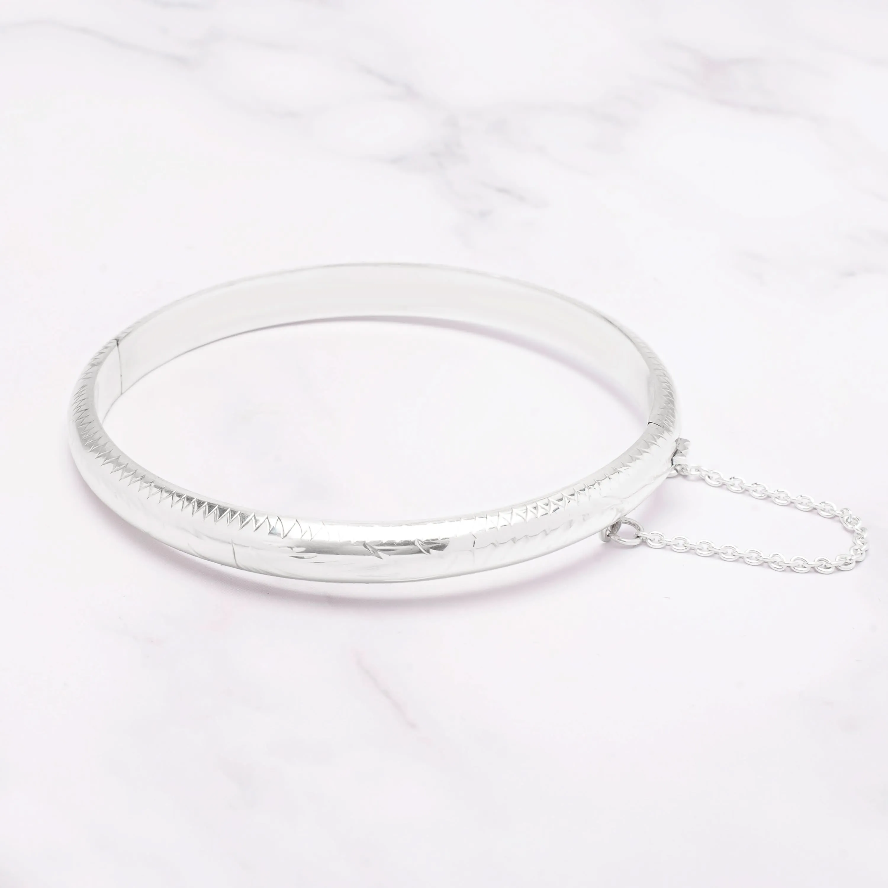 Sterling Silver Zig Zag Bangle Bracelet