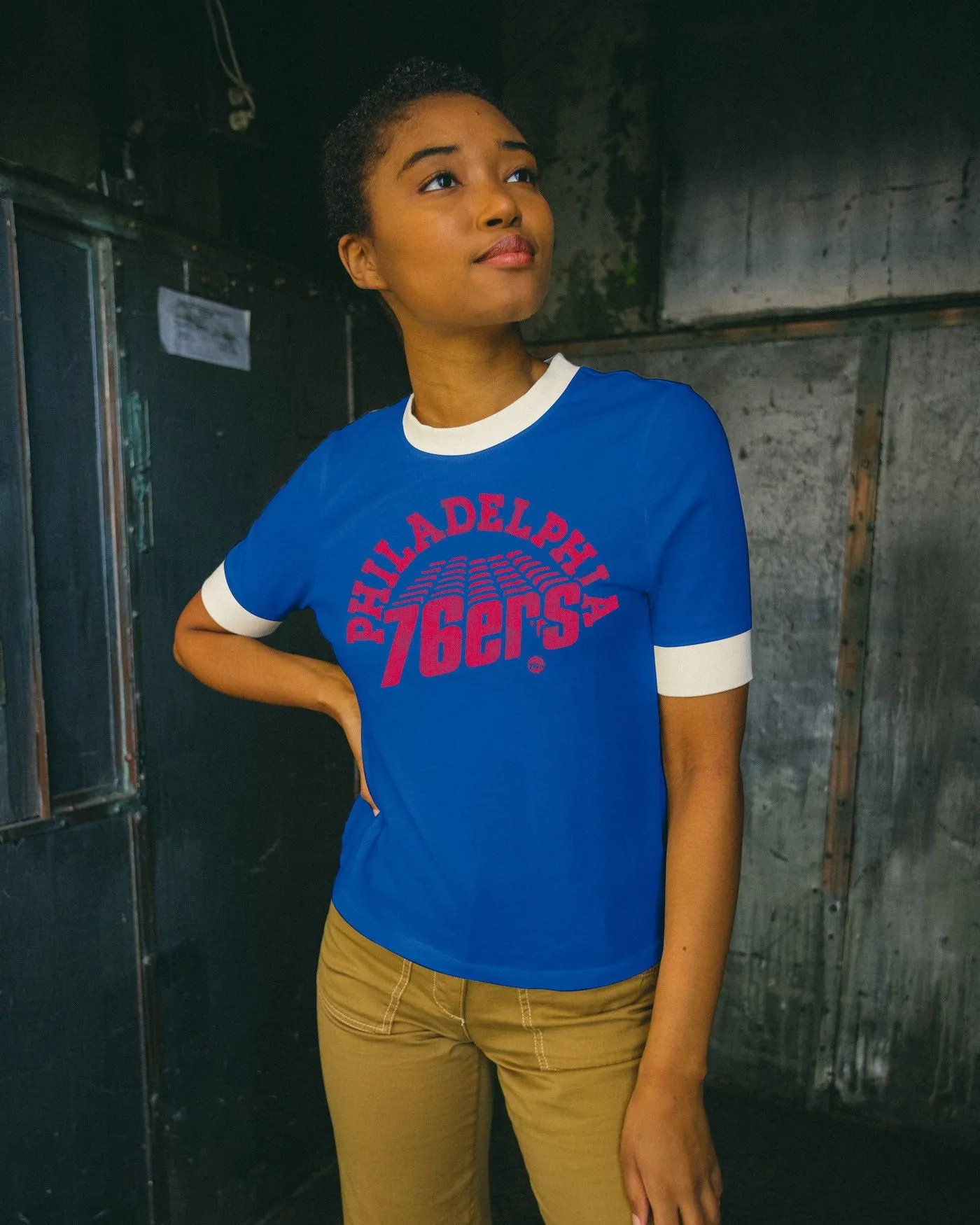 Women's NBA Philadelphia 76ers Slim Ringer Tee